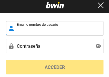 introduzca su nombre de usuario o dirección de correo electrónico durante el bwin login